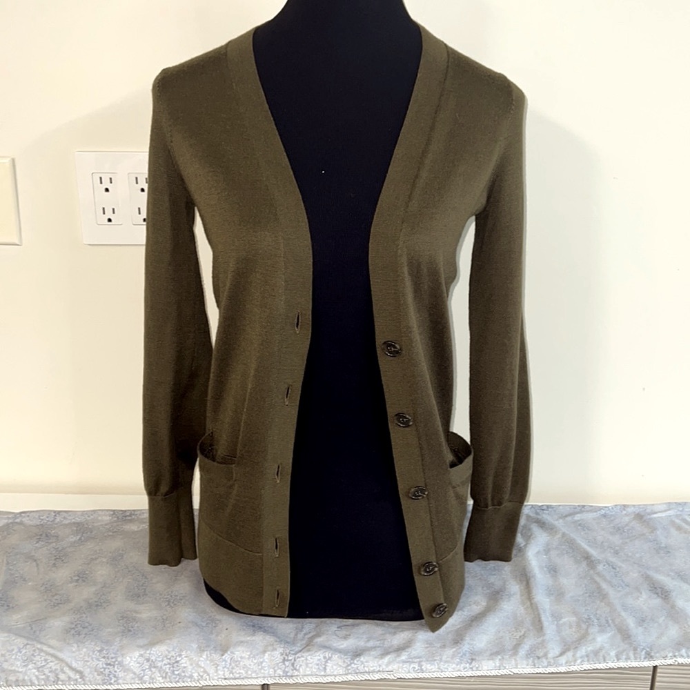 LOFT Olive Green Button Down Cardigan Size XS